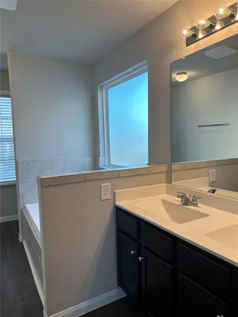 a bathroom with a sink a mirror and a toilet