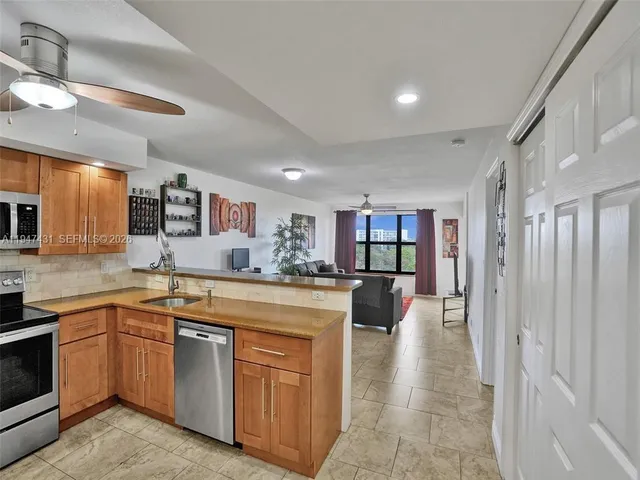 a view of a room with shelves