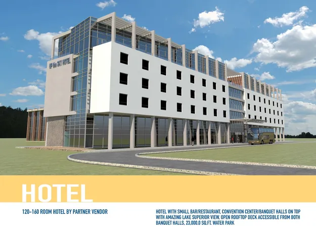 a picture of a building with a couple of people in a yard