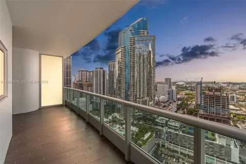 a view of balcony with city view