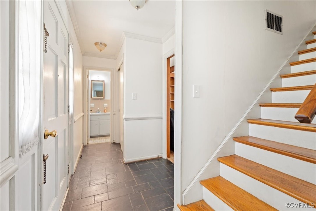 43 Franktown Road Hampton, VA 23663 - Photo 21 of 47 Staircase with ornamental molding and stone tile f