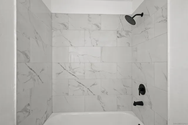 a bathroom with a bathtub