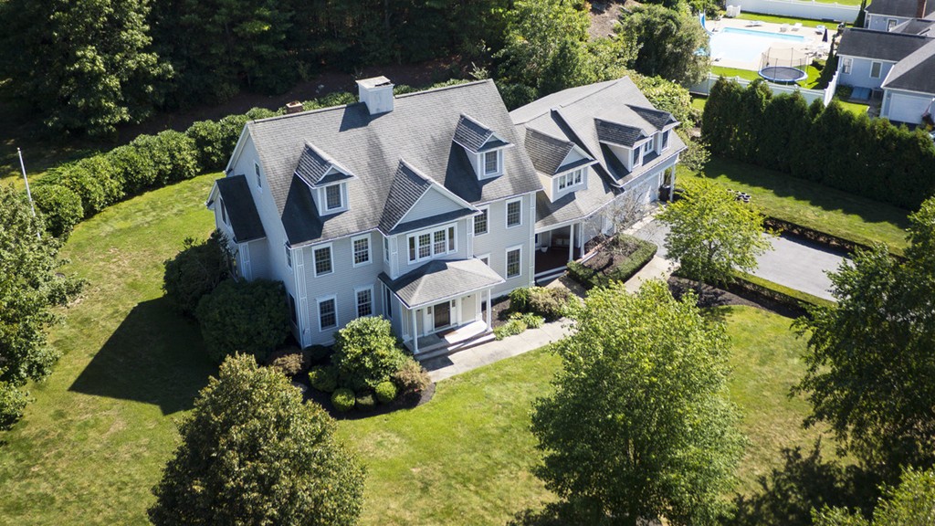an aerial view of a house