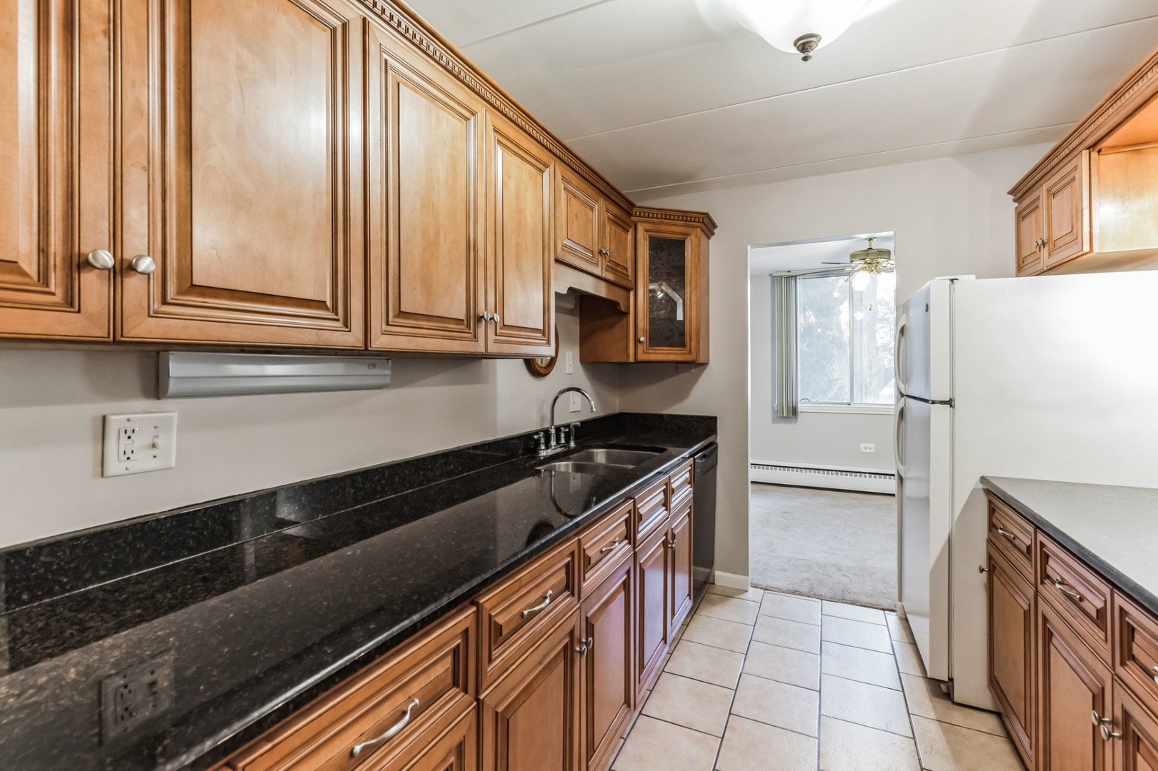 225 South Rohlwing Road, Unit 218 Palatine, IL 60074 - Photo 5 of 20 a kitchen with granite countertop a refrigerator and a sink
