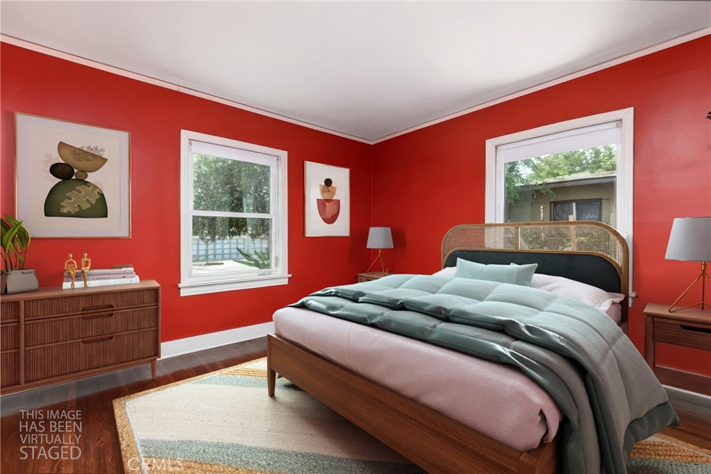9959 Garibaldi Avenue Arcadia, CA 91007 - Photo 31 of 51 a bedroom with a bed and wooden floor