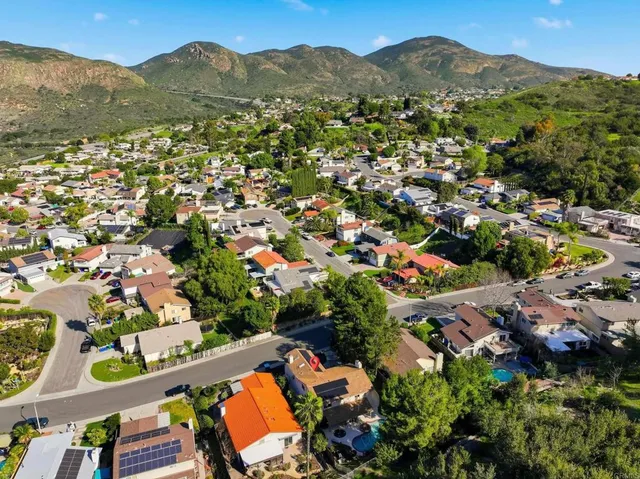 a view of a city with a mountain