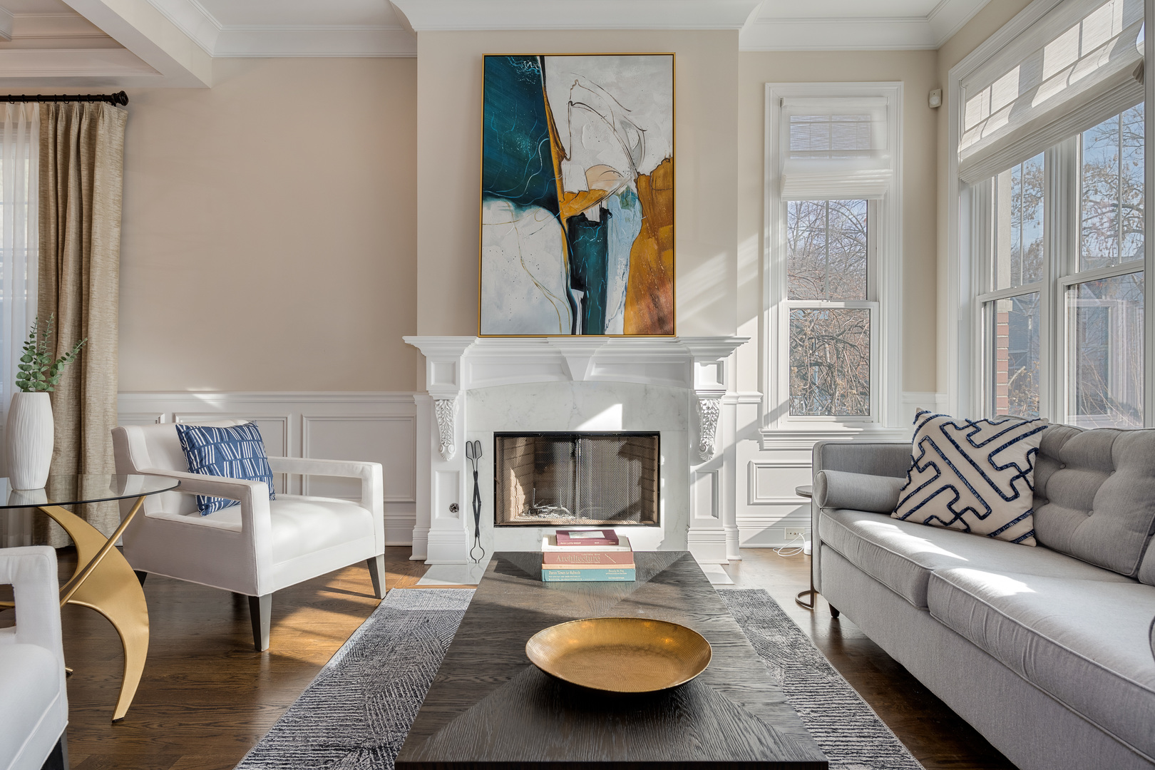 1734 West Fletcher Street Chicago, IL 60657 - Photo 3 of 34 a living room with furniture and a fireplace