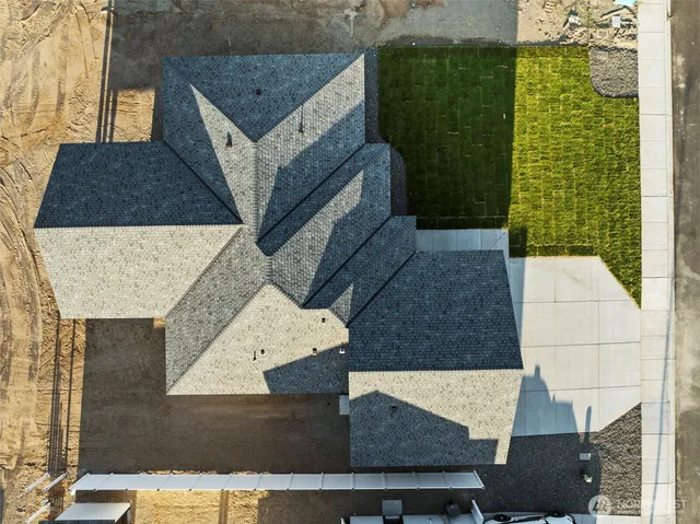 an aerial view of a house with entryway