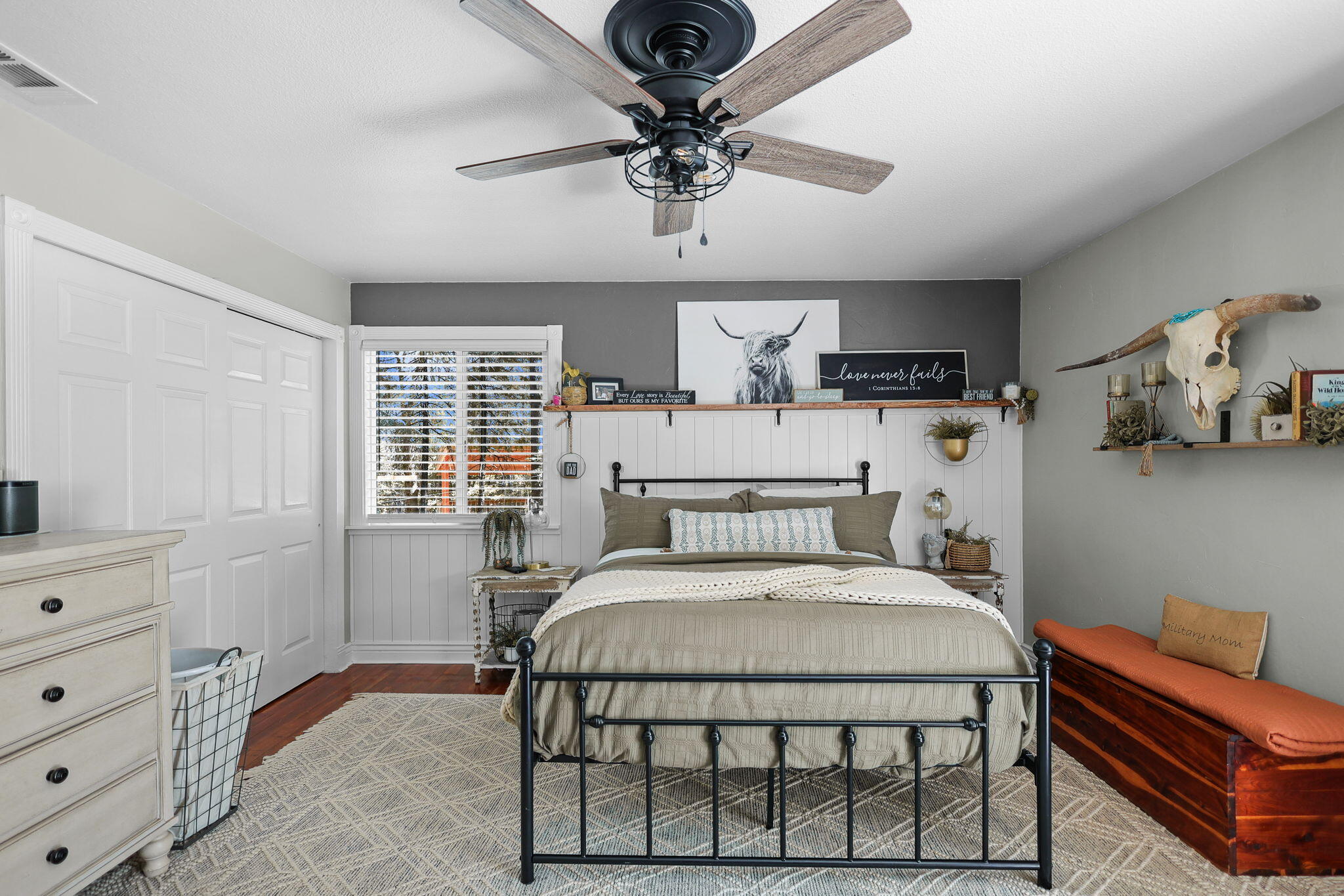 30726 Shingletown Ridge Road Shingletown, CA 96088 - Photo 24 of 84 a bedroom with a bed and a chandelier