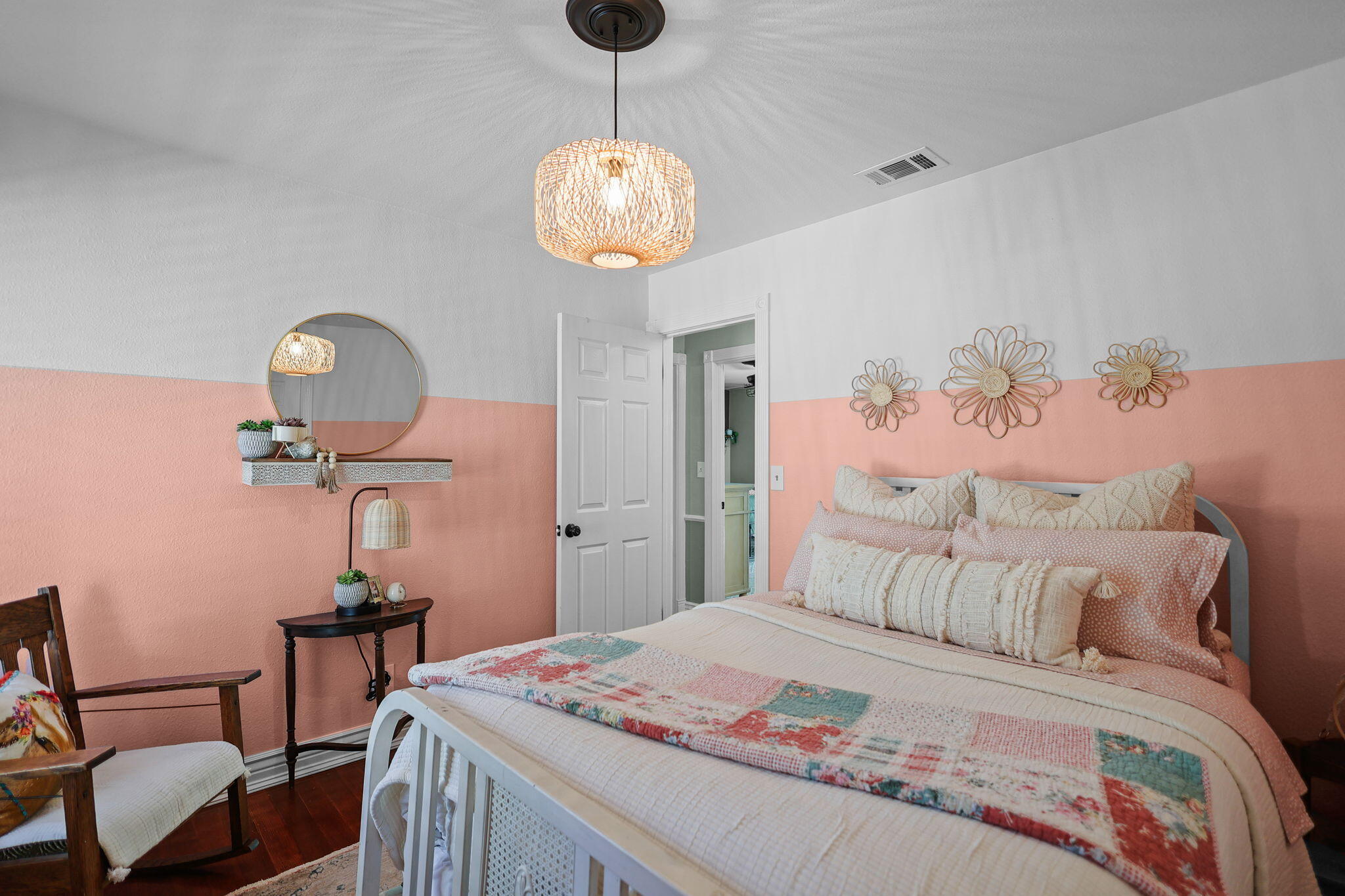 30726 Shingletown Ridge Road Shingletown, CA 96088 - Photo 32 of 84 a bedroom with a bed and a chandelier