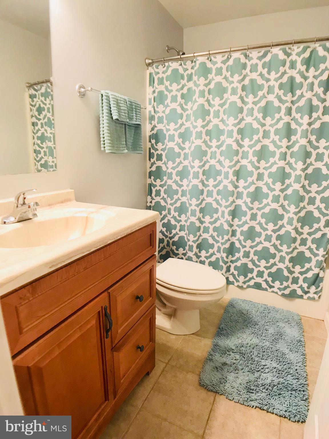 2313 Ruth Avenue Baltimore, MD 21219 - Photo 14 of 25 a bathroom with a sink a toilet and shower curtain