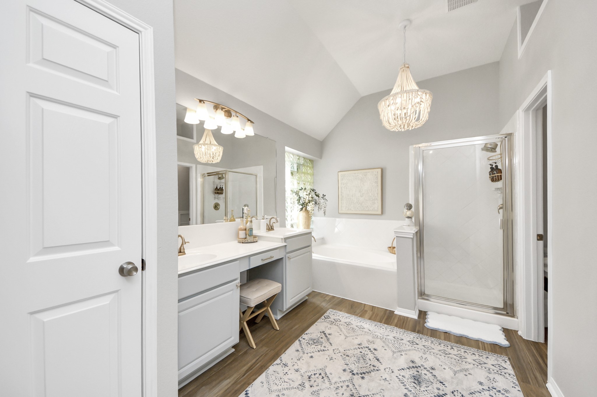 7823 Hazy Brook Lane Humble, TX 77396 - Photo 17 of 36 a bathroom with a sink a mirror and a shower