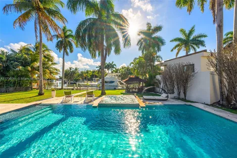 a view of swimming pool with garden