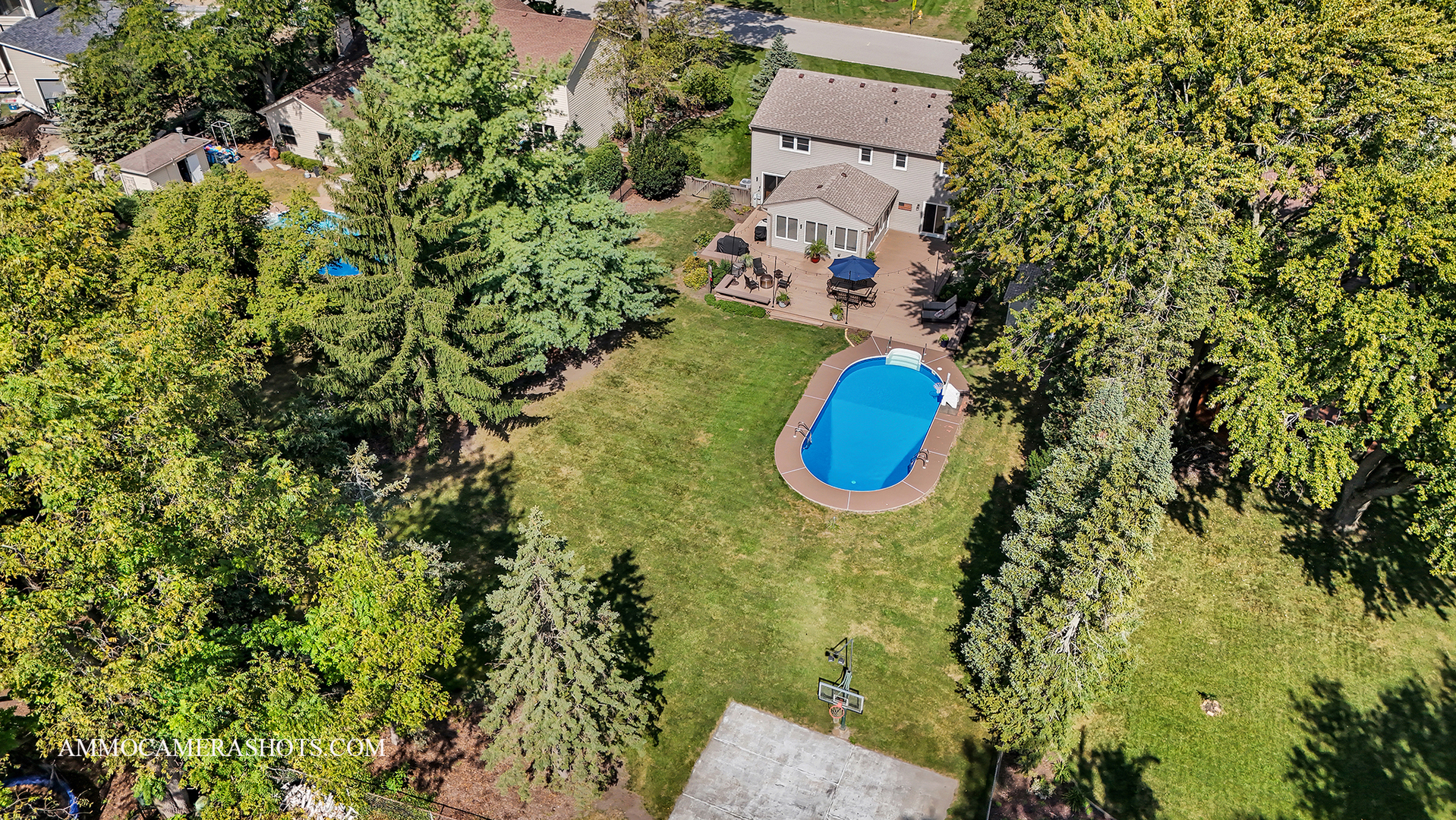 26W275 Tomahawk Drive Wheaton, IL 60189 - Photo 34 of 41 an aerial view of a house with swimming pool and large trees