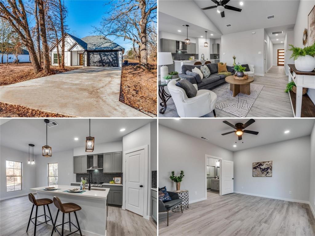 a living room with lots of furniture and a chandelier