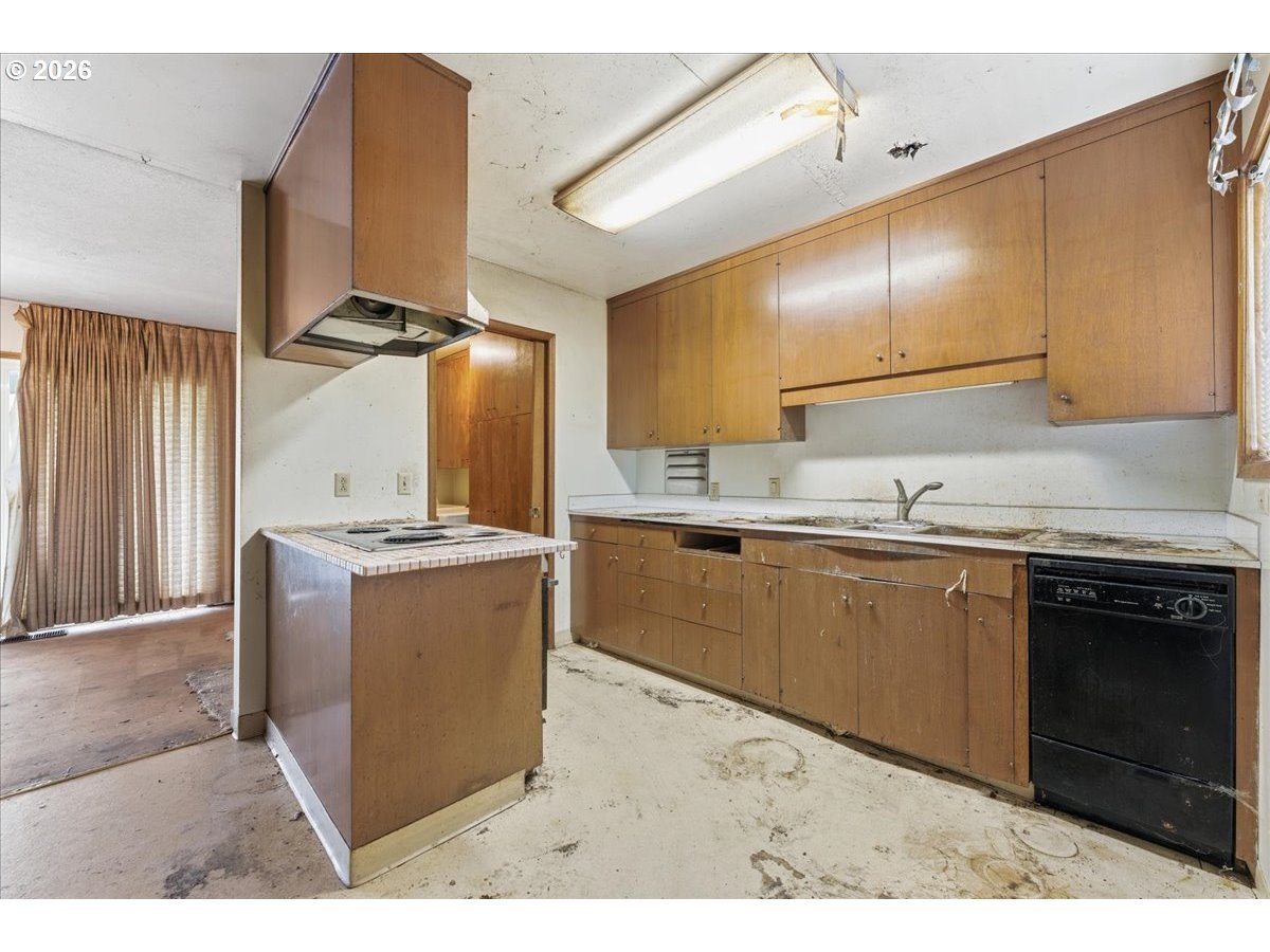 12333 Southeast Madison Street Portland, OR 97233 - Photo 8 of 28 a kitchen with kitchen island granite countertop a sink cabinets and stainless steel appliances