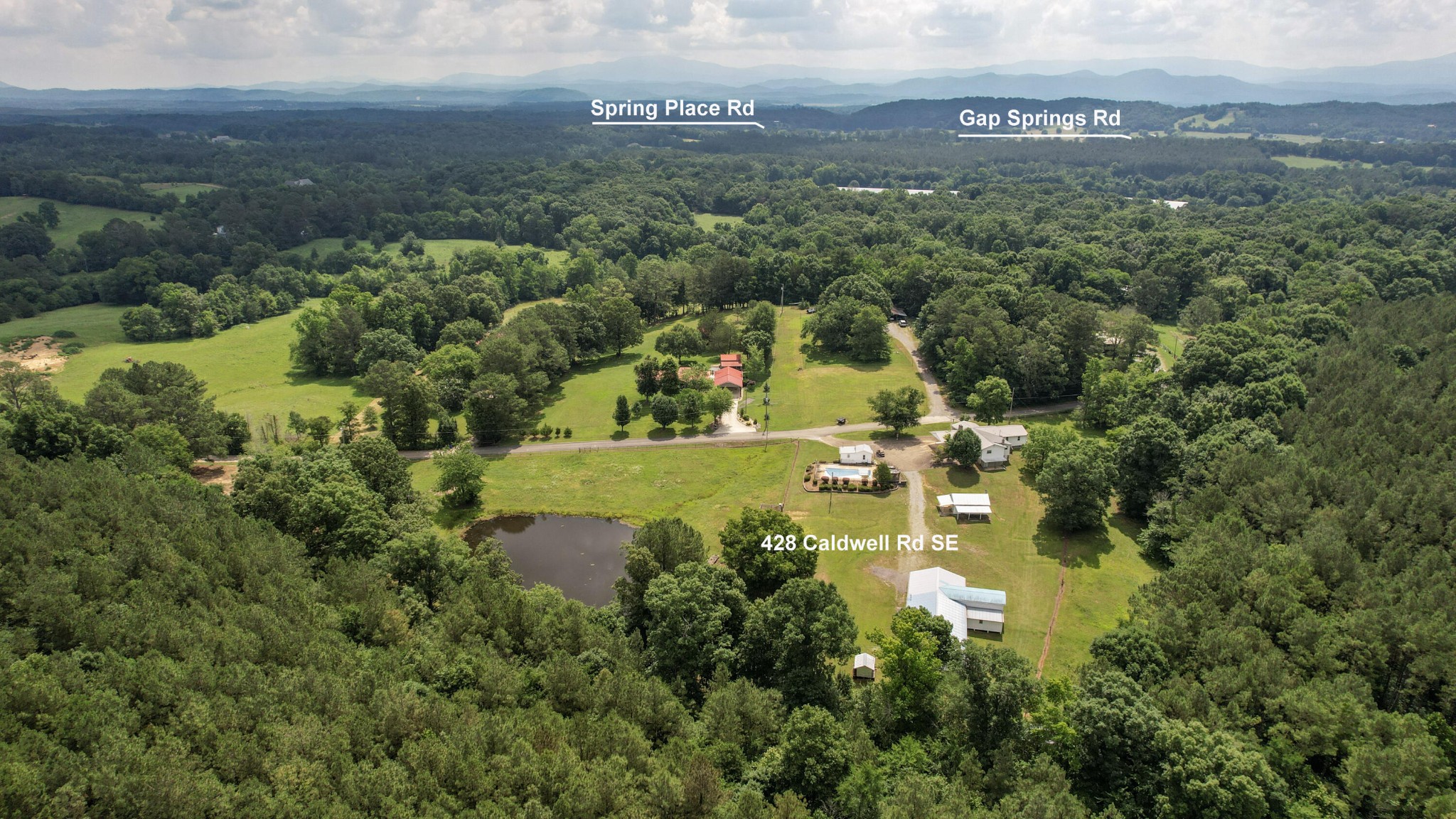 428 Caldwell Road Southeast Cleveland, TN 37323 - Photo 80 of 91 an aerial view of residential houses with outdoor space and trees all around