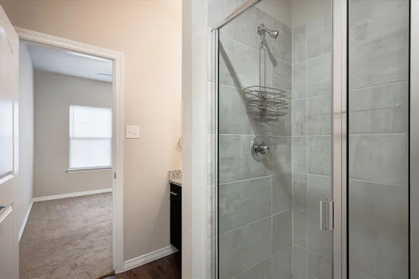 a bathroom with a shower