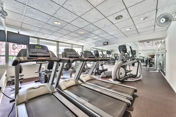 a view of a room with gym equipment
