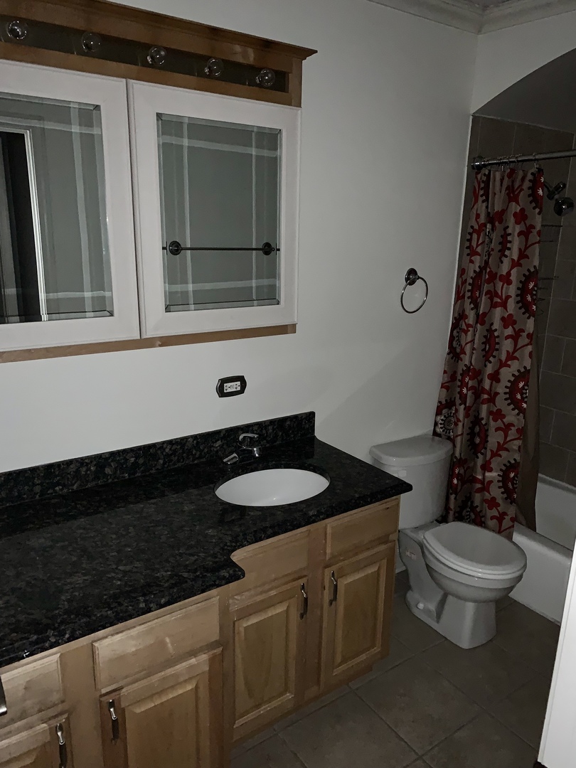 5039 North East River Road, Unit 3B Norridge, IL 60706 - Photo 5 of 5 a bathroom with a granite countertop sink and a toilet