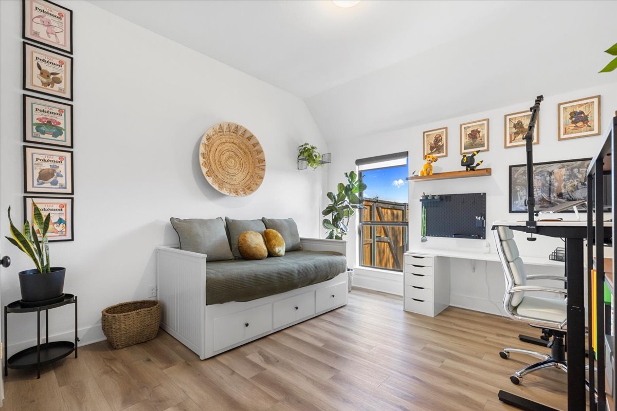398 Trout River Road Kyle, TX 78640 - Photo 28 of 40 Office featuring lofted ceiling and light wood finished floors