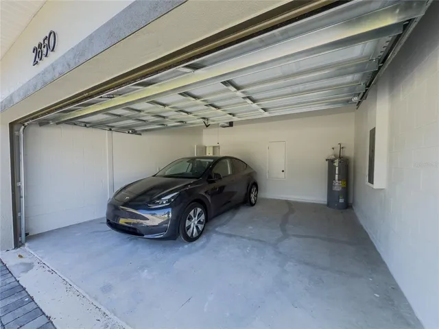 a car parked in a garage
