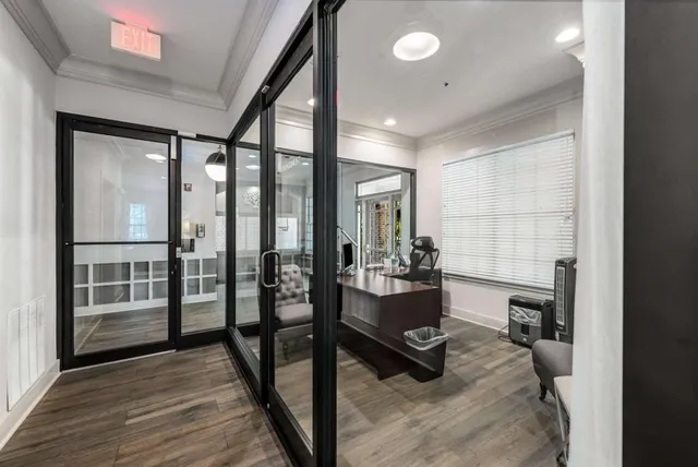 a view of a city with tall buildings