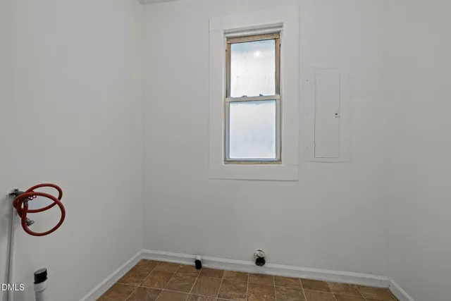 a view of small space with racks on the wall