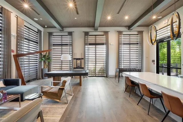 an aerial view of a house with a garden