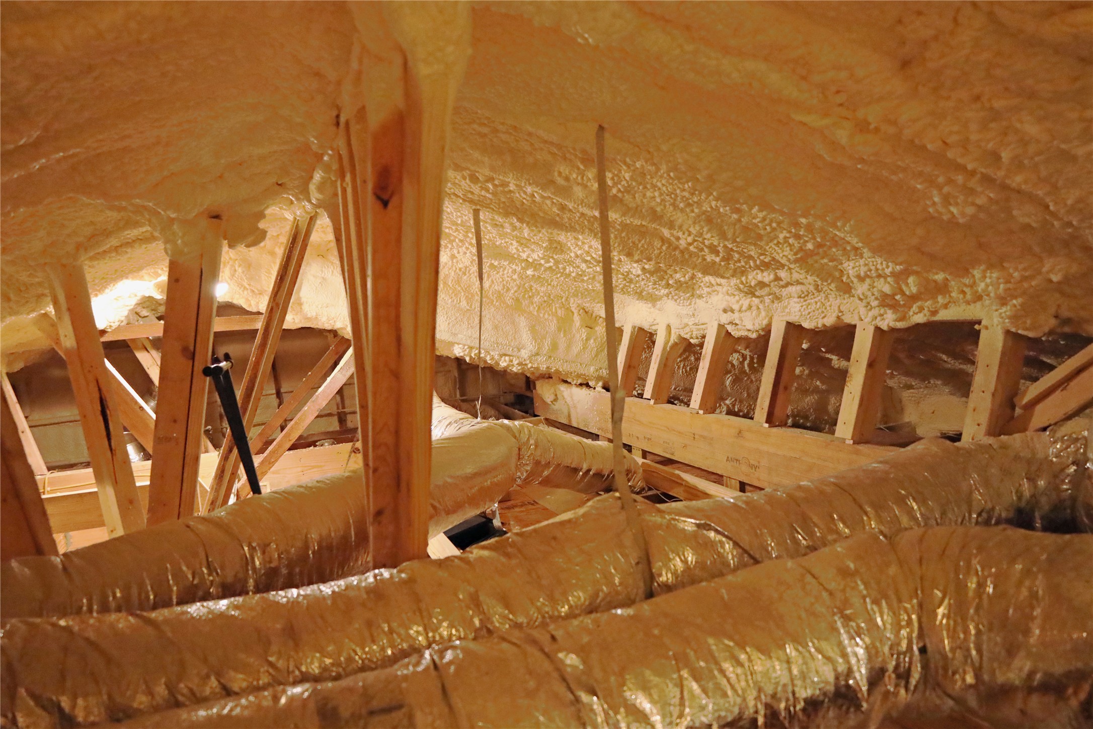 3319 Shadowcrest Lane Spring, TX 77380 - Photo 30 of 37 Spray foam insulation offers superior thermal insulation and reduces heating and cooling costs significantly. Additionally, all exterior walls and interior walls surrounding the primary bedroom and closet were insulated iwth spray foam insulation materials.