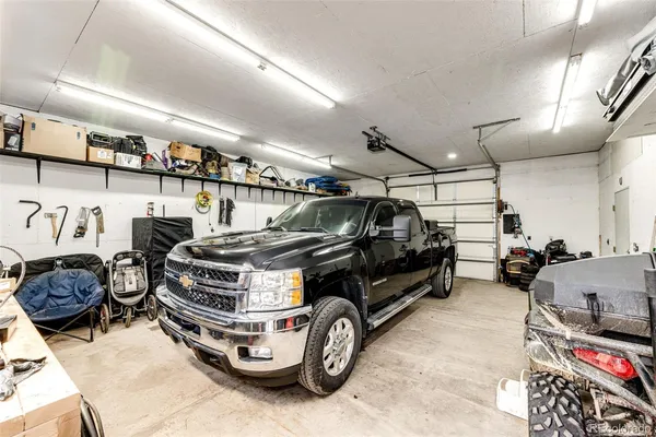 a car parked in a garage
