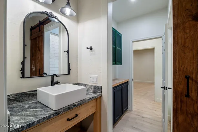 a bathroom with a bathtub