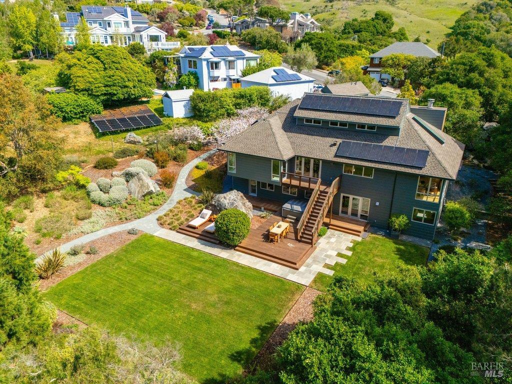 103 Reed Ranch Road Tiburon, CA 94920 - Photo 4 of 89 an aerial view of a house with swimming pool garden and patio