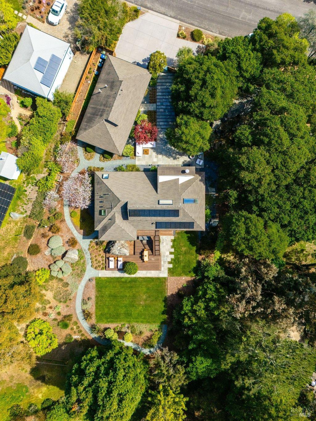 103 Reed Ranch Road Tiburon, CA 94920 - Photo 78 of 89 a aerial view of a house with a yard basket ball court and outdoor seating