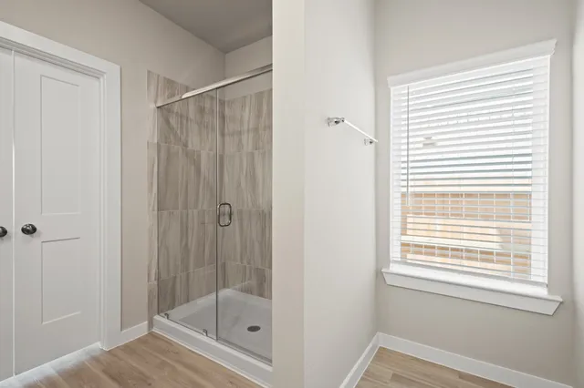 a bathroom with a shower