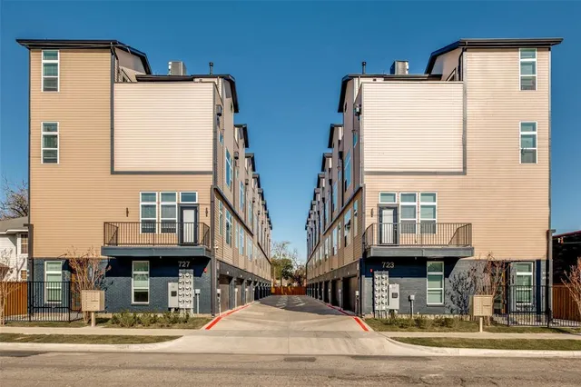 a front view of a building with street view
