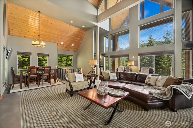 a outdoor living space with furniture and a large window