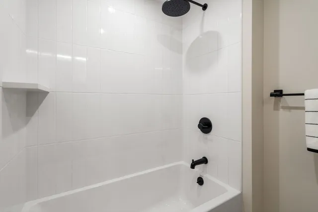 a bathroom with a bathtub