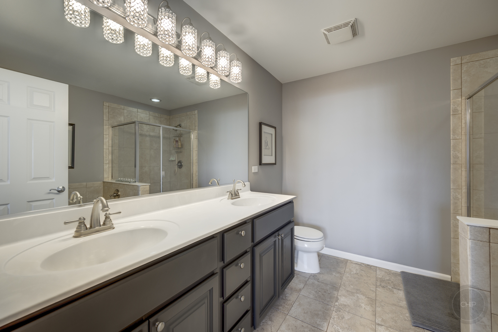 201 Dorset Avenue, Unit 201 Oswego, IL 60543 - Photo 33 of 41 a bathroom with a double vanity sink mirror and toilet