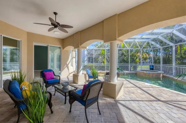 a house view with a seating space and garden view