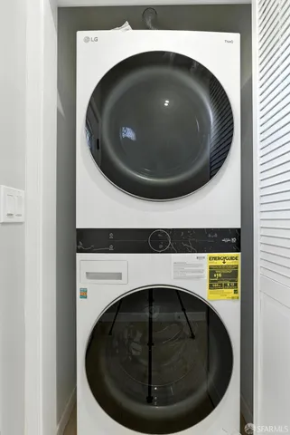 a utility room with a washer and dryer