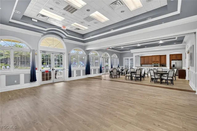 a view of a lobby with furniture