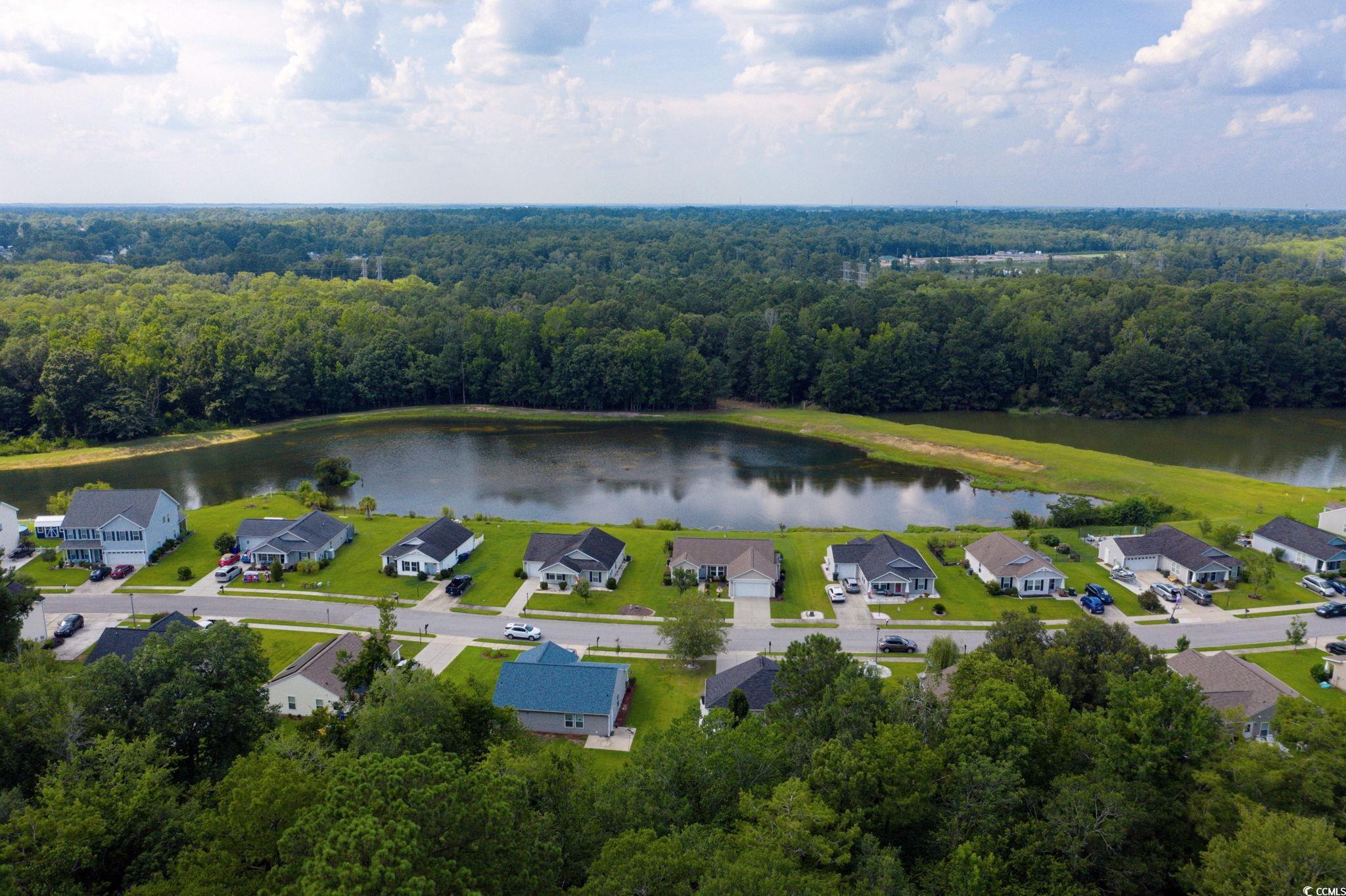 1245 Pine Ridge Street Conway, SC 29527 - Photo 26 of 28 Aerial view of residential area with a large body of water and a forest