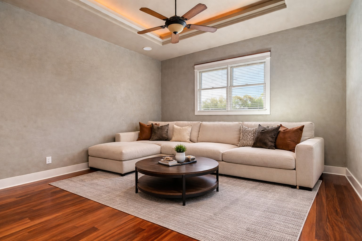 23426 Oscar Road Spicewood, TX 78669 - Photo 7 of 40 There is a media/bonus room off of the kitchen which features a wall of built-ins. Virtually staged.