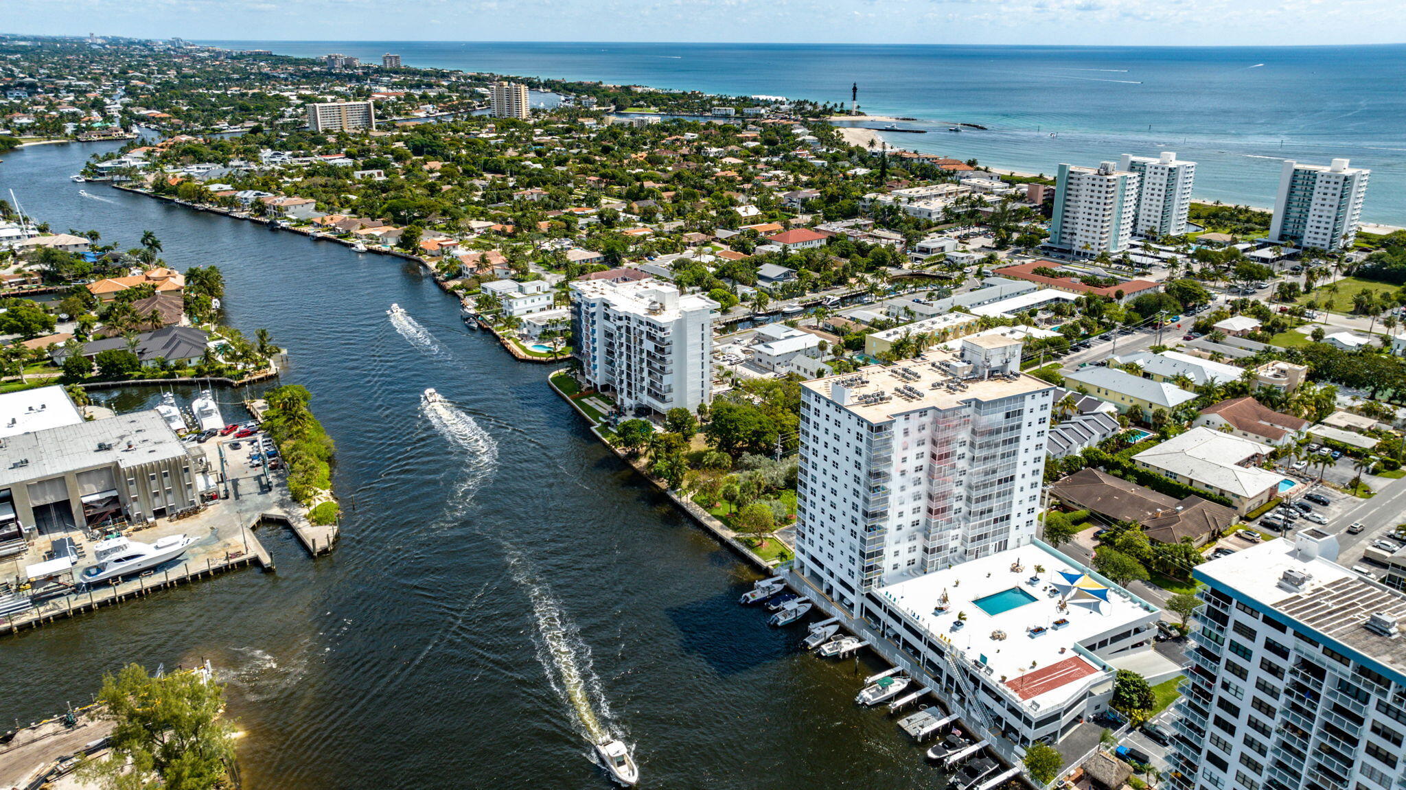 1505 North Riverside Drive, Unit 507 Pompano Beach, FL 33062 - Photo 24 of 39 an aerial view of residential houses with outdoor space