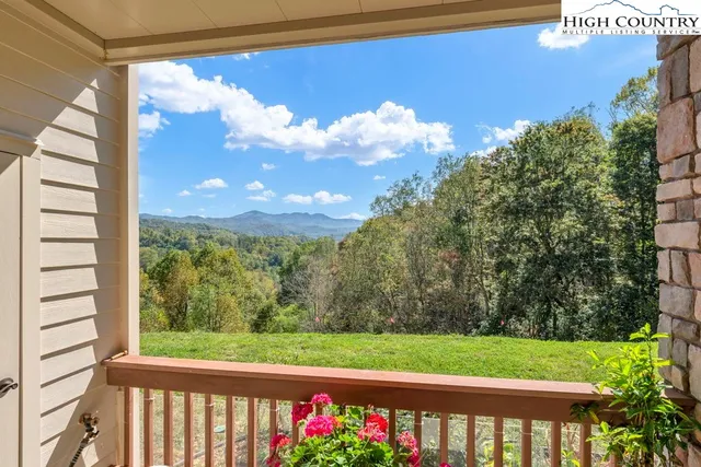 a view of a porch with a yard