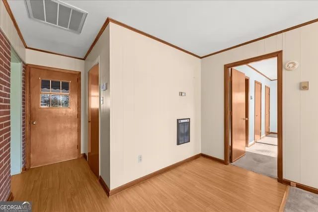 an empty room with windows