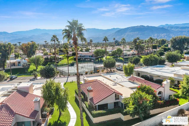 a view of a city with a mountain