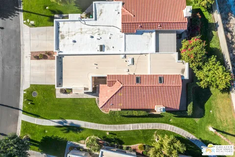 an aerial view of a house having outdoor space
