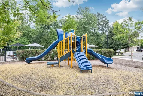 a view of a park with slide